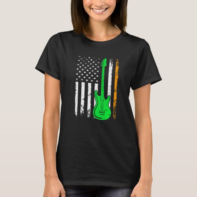 Camiseta Guitar Irish American Flag Men W (Frente)