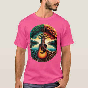 Camiseta Guitar Lake Acoustic Guitar Tree By The Lake Guita