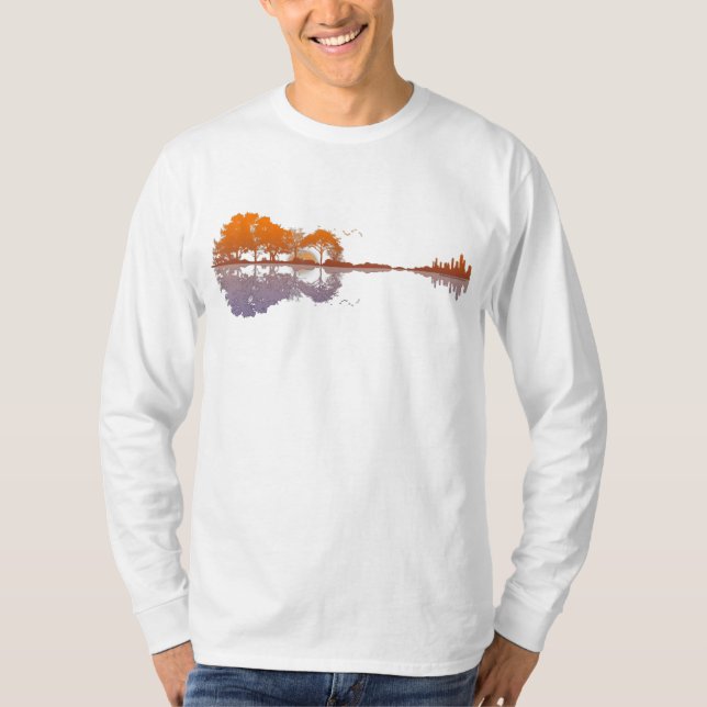 Camiseta Guitar Lake Reflete Música E Violão (Frente)