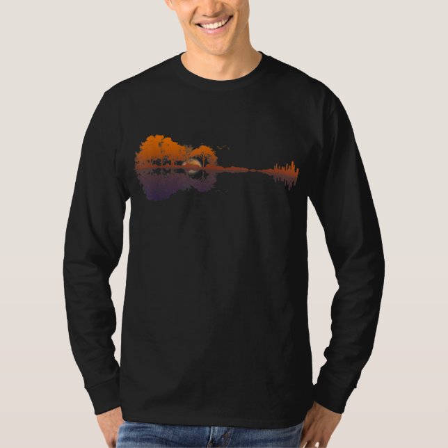 Camiseta Guitar Lake Shadow Love Guitar Gift Music Lovers (Frente)