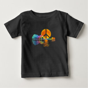 Camiseta Guitar Lake Shadow Peace Love Guitar Hippie