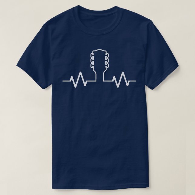 Camiseta Guitar Lover EKG Heartbeat Acoustic Guitarist Play (Frente do Design)