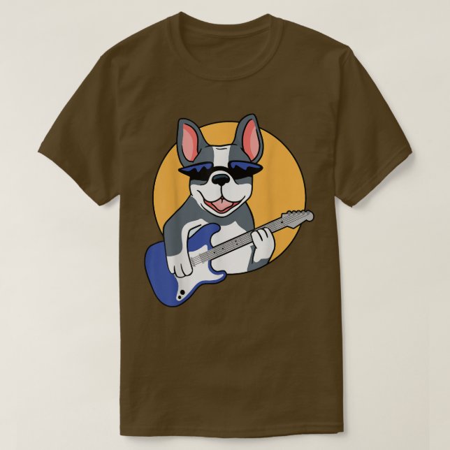Camiseta Guitar Music Lover French Bulldog Frenchie Guitar (Frente do Design)