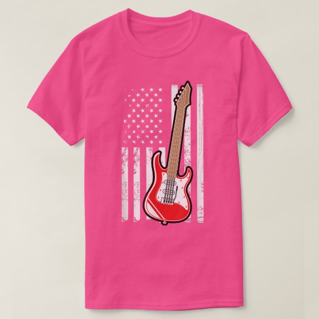 Camiseta Guitar Music Lover Guitarra Bandeira Americana (Frente do Design)