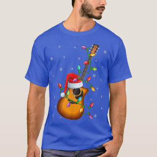Camiseta Guitar Music Lover Xmas Lights Papais noeis Guitar