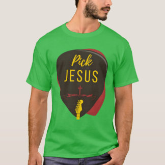 Camiseta Guitar Pick Jesus Christian Music Guitarist Pastor