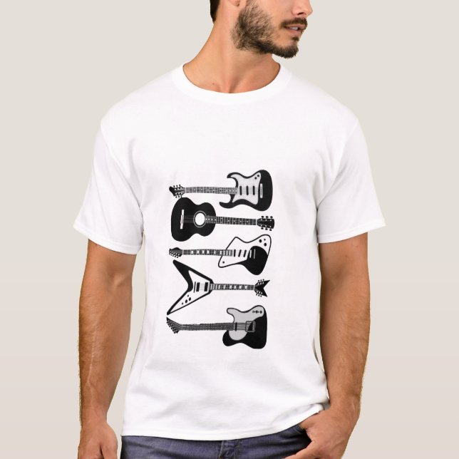 Camiseta Guitar Rock Music Para Guitaristas Retro Duo (Frente)