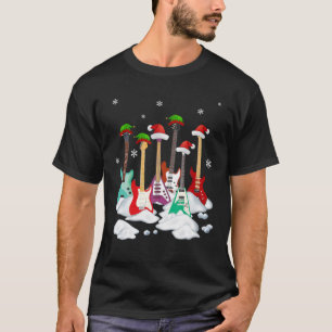 Camiseta Guitar Santa Hat Árvore de Natal Ama Música Engr