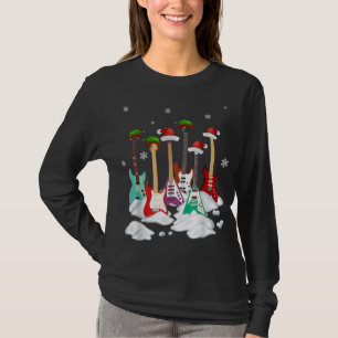 Camiseta Guitar Santa Hat Árvore de Natal Ama Música Engraç