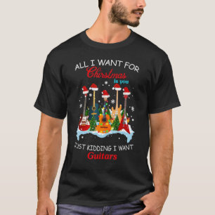 Camiseta Guitar Santa Hat Árvore de Natal Ama Música Engraç