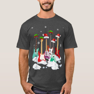 Camiseta Guitar Santa Hat Árvore de Natal Ama Música Engraç