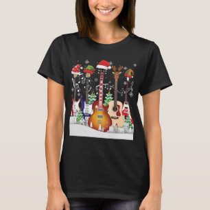 Camiseta Guitar Santa Hat Elf Árvore de Natal Suor