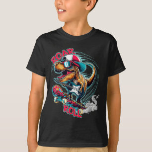 Camiseta Guitar Skater T-rex Rugido Rollo Dinossauro Para M