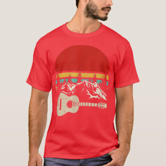 Camiseta Guitar Vintage Montanha Presentes Guitarra Retro M
