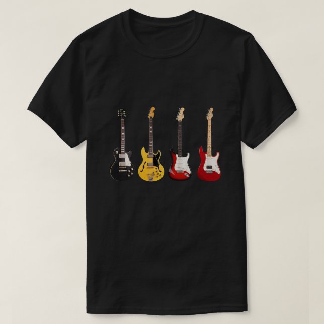 Camiseta Guitarista Banda de Coleção de Violão Elétrico, Gu (Frente do Design)