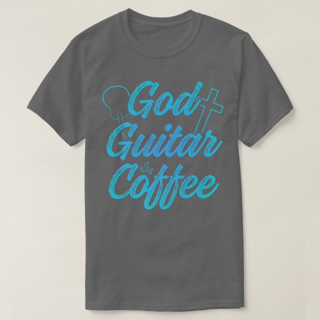 Camiseta Guitarista cristão Deus Café Igreja Culto Guit (Frente do Design)