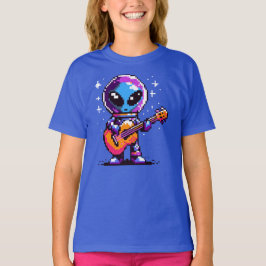 Camiseta Guitarista de Alienígena de 8 bits - Música Espaci