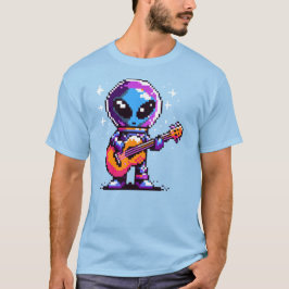 Camiseta Guitarista de Alienígena de 8 bits - Música Espaci