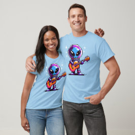 Camiseta Guitarista de Alienígena de 8 bits - Música Espaci