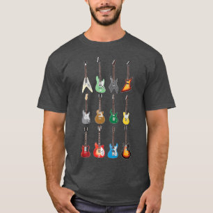 Camiseta Guitarista Elétrico Coleção de Violão Vintage 2 Pr
