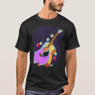 Camiseta Guitarista Flores de Violão Pintura em Cuta Guitar