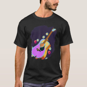Camiseta Guitarista Flores de Violão Pintura em Cuta Guitar