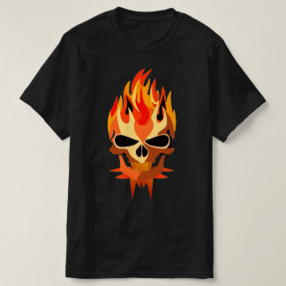 Camiseta Guitarista Guitarista Flaming Skull Rock & Roll Ca