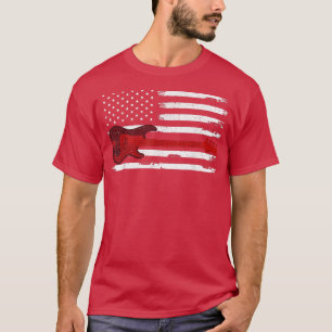 Camiseta Guitarista Musical Alojada Americana Flag Vintage 