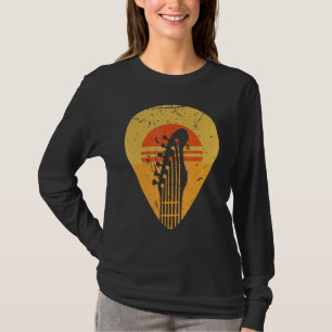 Camiseta Guitarista Musical Retro Sunset Guitar Pic