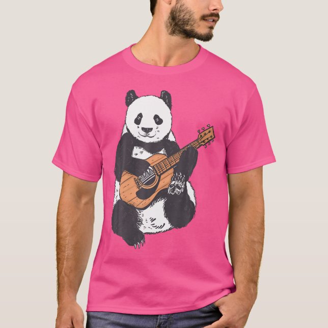 Camiseta Guitarista Pandabear Jogando Gui Acústico Clássico (Frente)