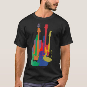 Camiseta Guitaristas Coloridos Presente Musical Guitarista 