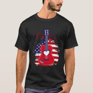 Camiseta Guitarra 4 De Julho American Flag Usa Country Musi