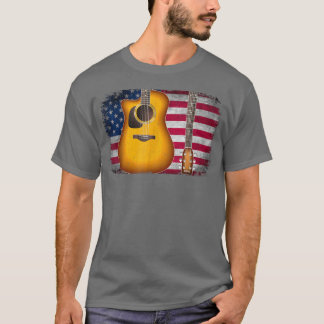 Camiseta Guitarra 4 de julho - Bandeira Americana para Home