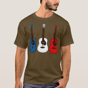 Camiseta Guitarra Acústica Bandeira Francesa Músico Guitarr