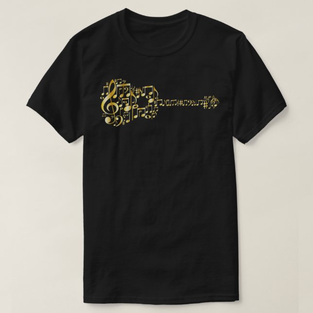 Camiseta Guitarra Acústica Criativa De Arte De Violão Em Mu (Frente do Design)
