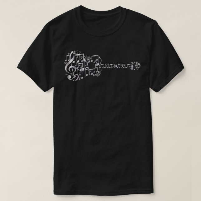Camiseta Guitarra Acústica Criativa De Arte De Violão Em Mu (Frente do Design)