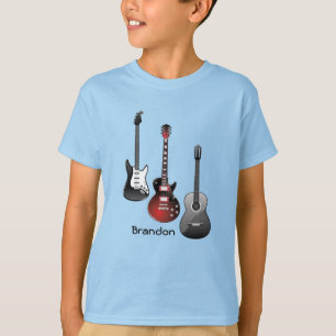 Camiseta Guitarra Acústica de Violão Elétrica Nome Perso