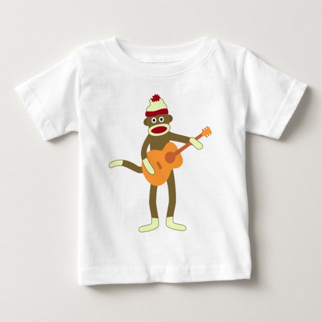 Camiseta Guitarra acústica do macaco da peúga (Frente)