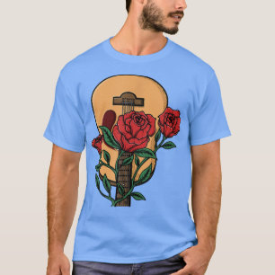 Camiseta Guitarra acústica e flor Guitarrista Presente
