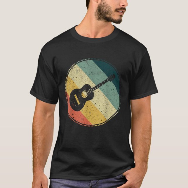 Camiseta Guitarra Acústica Estilo de Imagem Retroativa Guit (Frente)