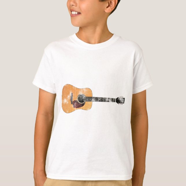 Camiseta Guitarra Acústica horizontal (em apuros) (Frente)