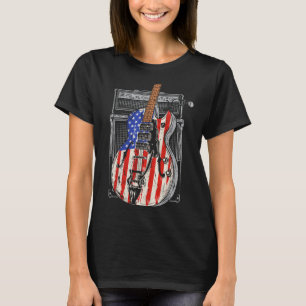 Camiseta Guitarra Americana Em 4 De Julho Guitarista Usa Co