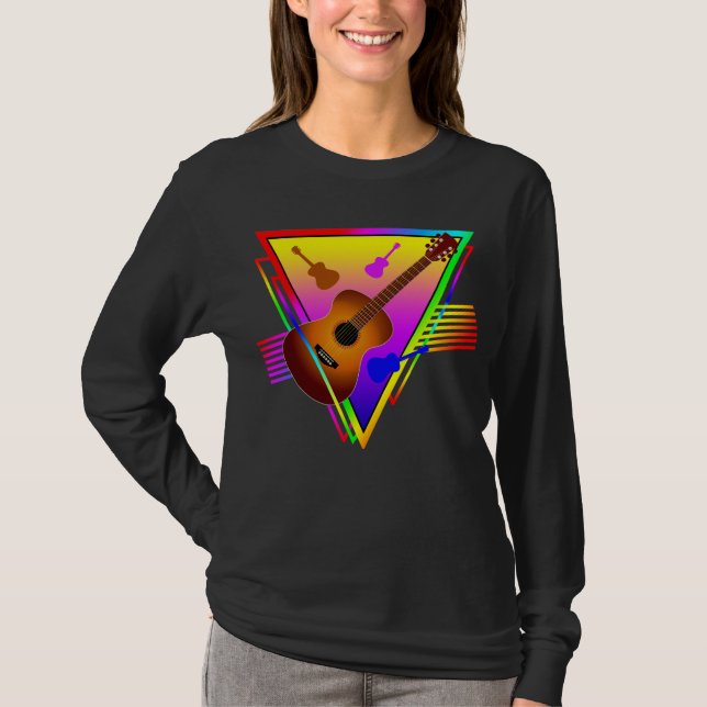 Camiseta Guitarra Colorida Retro (Frente)