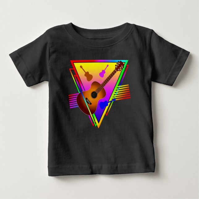 Camiseta Guitarra Colorida Retro (Frente)