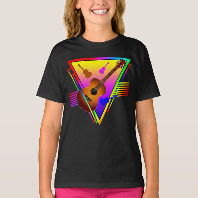 Camiseta Guitarra Colorida Retro (Frente)