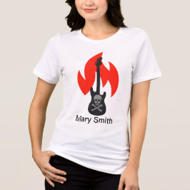 Camiseta Guitarra Crânio e Flame