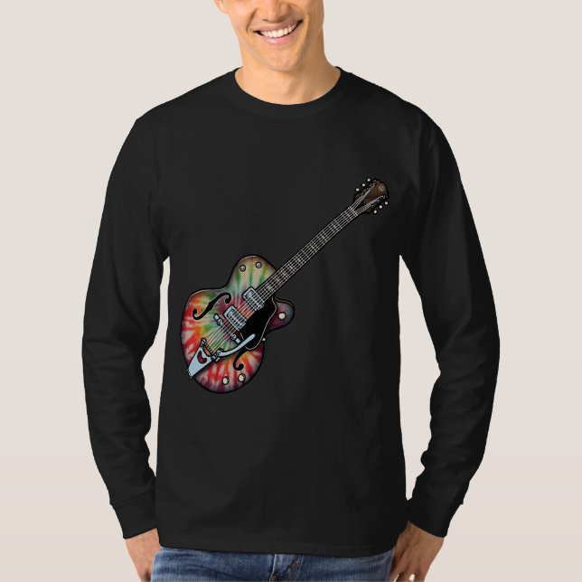 Camiseta Guitarra da tintura do laço (Frente)