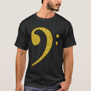 Camiseta Guitarra de Bass Dourada F Tecla Clef