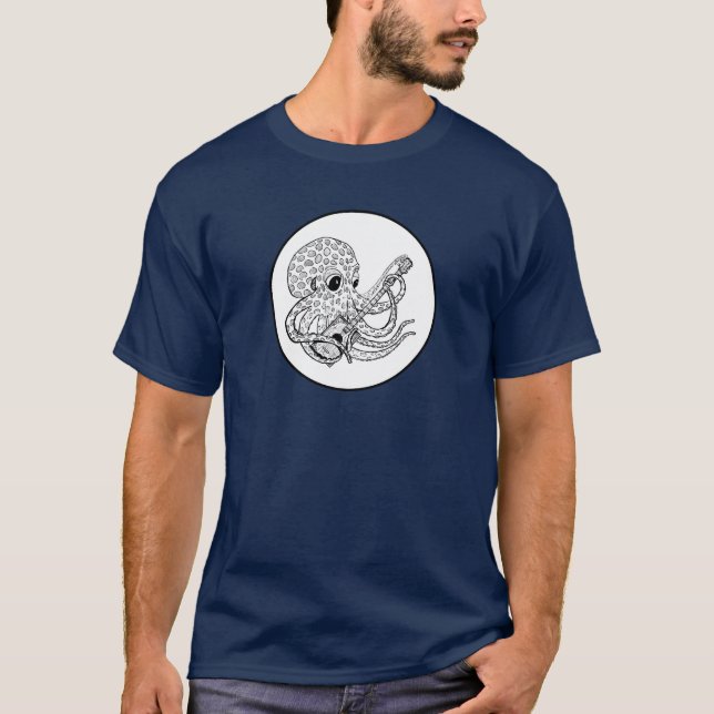 Camiseta Guitarra de Caixa de Charuto dedilhada Polvo (Frente)