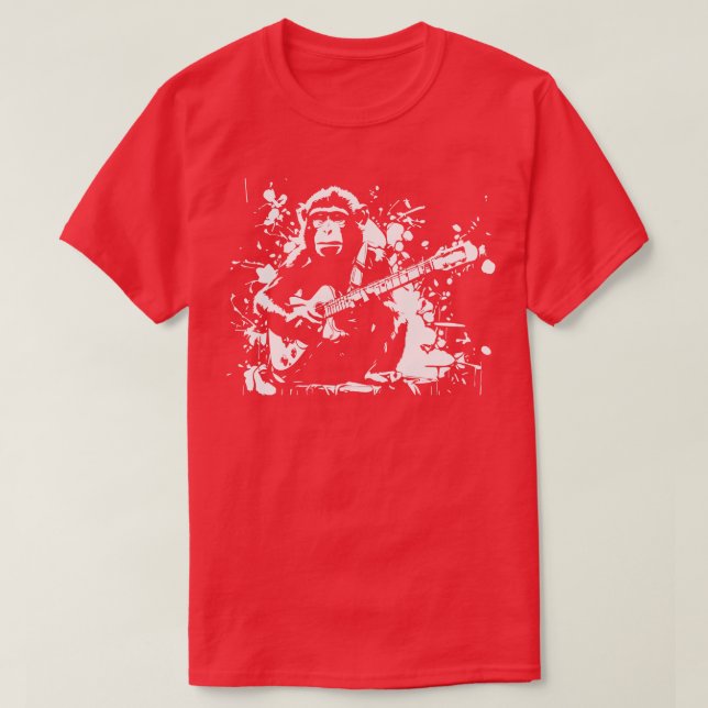 Camiseta guitarra de macaco (Frente do Design)